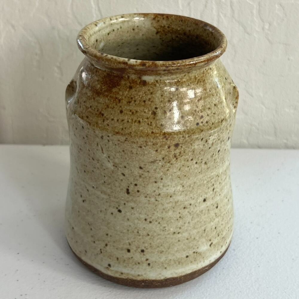 Studio Art Pottery Vase Speckled Glazed Brown Hand Thrown 5"